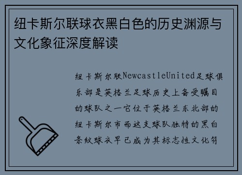 纽卡斯尔联球衣黑白色的历史渊源与文化象征深度解读