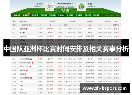 中国队亚洲杯比赛时间安排及相关赛事分析